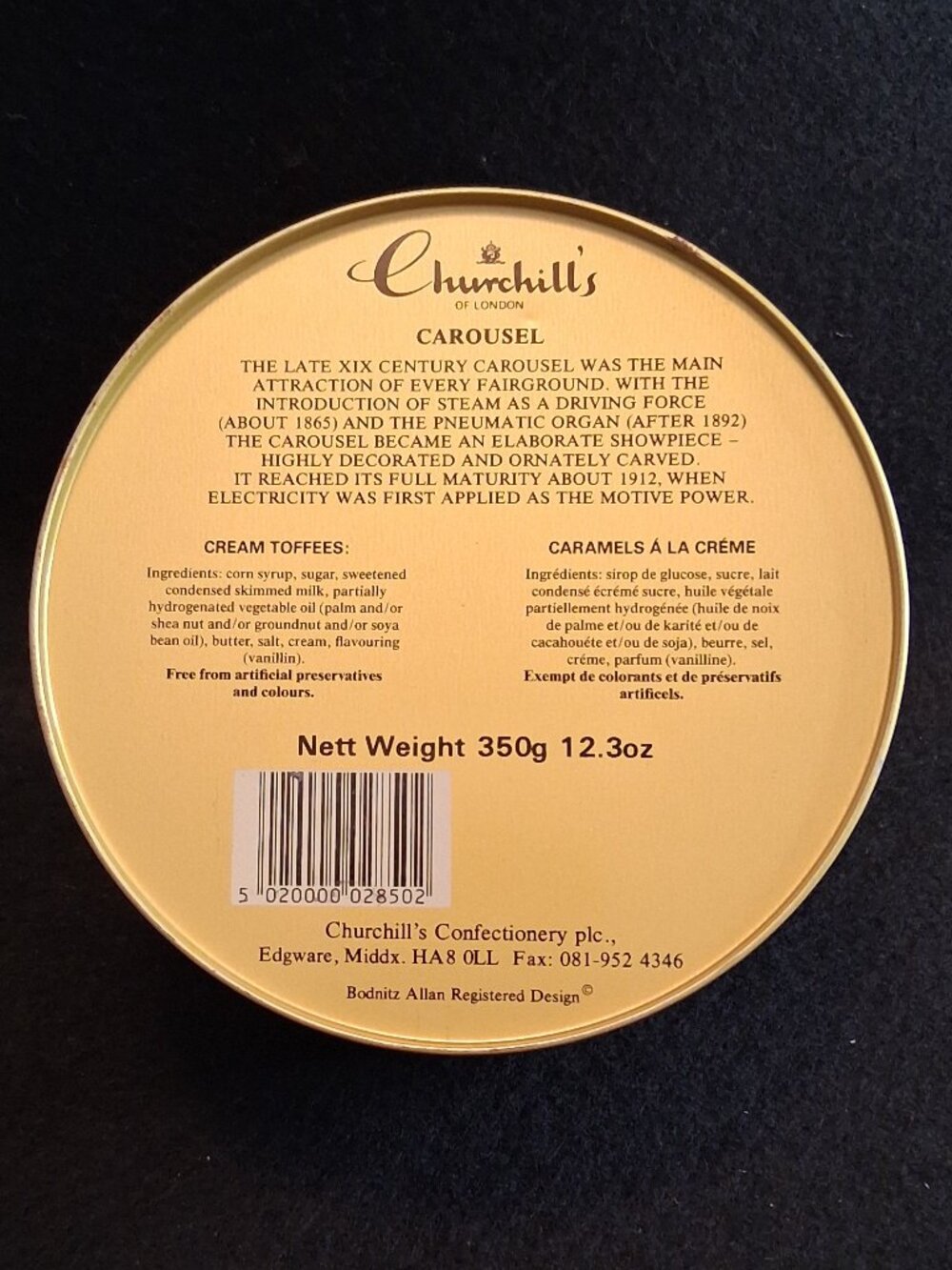 Churchill’s of London Vintage Carousel Candy Tin • Embossed Conical Lid - Picture 8 of 9